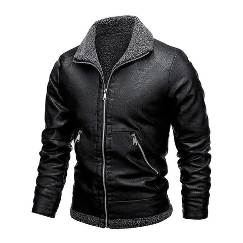 Chaqueta de cuero elegante de felpa