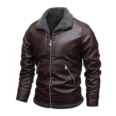 Chaqueta de cuero elegante de felpa