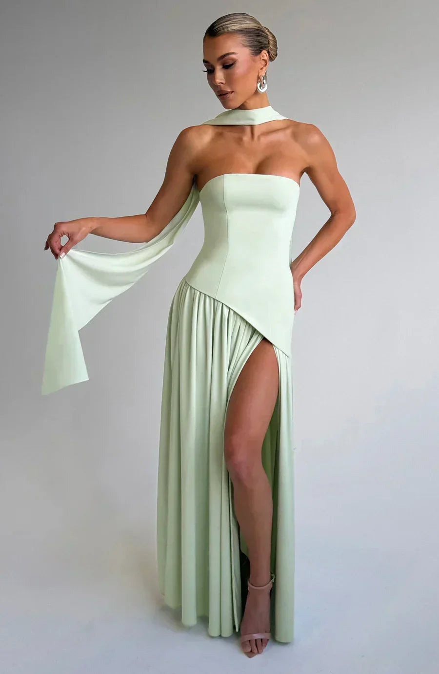 Vestido de Gala Plisado Atenas con Espalda Infinita