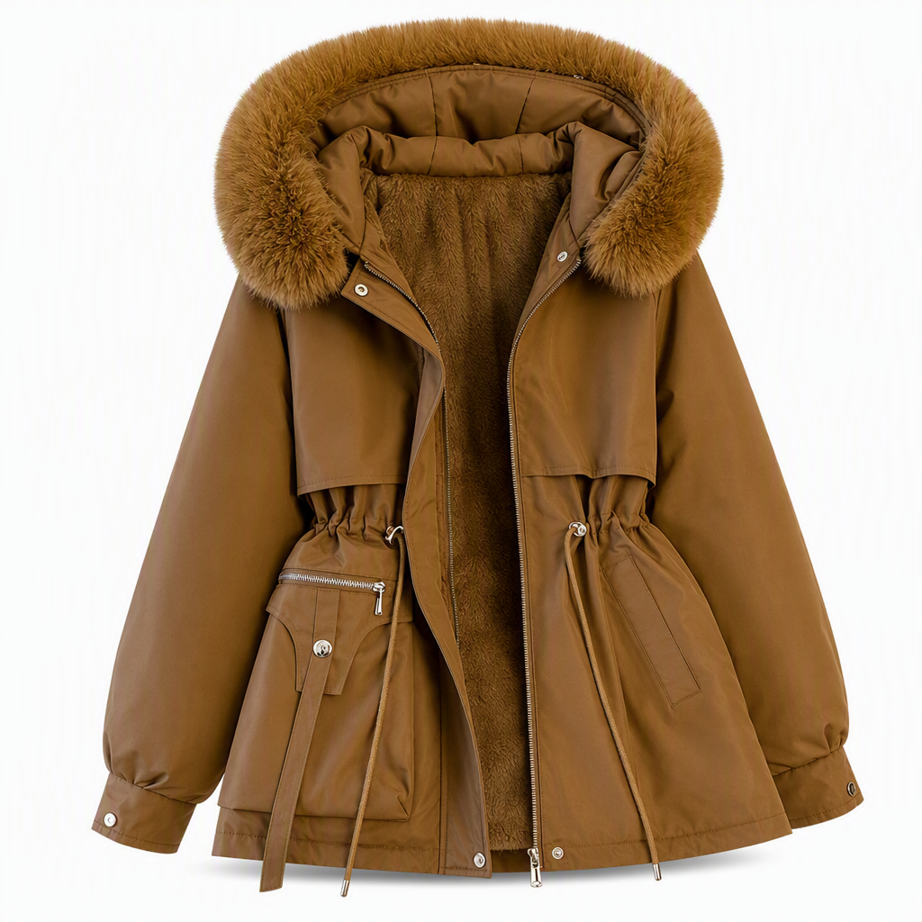 Parka Valeria marrón con capucha de pelo